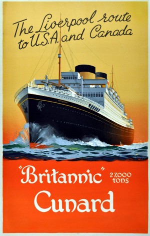 Original vintage poster for Britannic Cunard